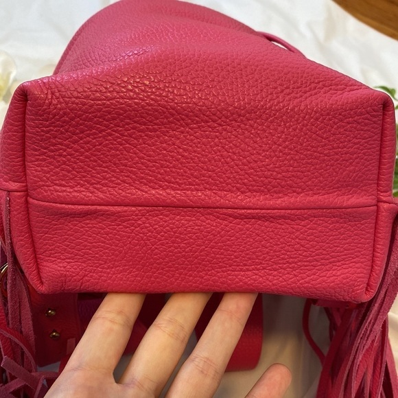 Paris Valtadoros Mykonos Fuchsia Pebbled Leather Fringe Small Staple Backpack main image 12